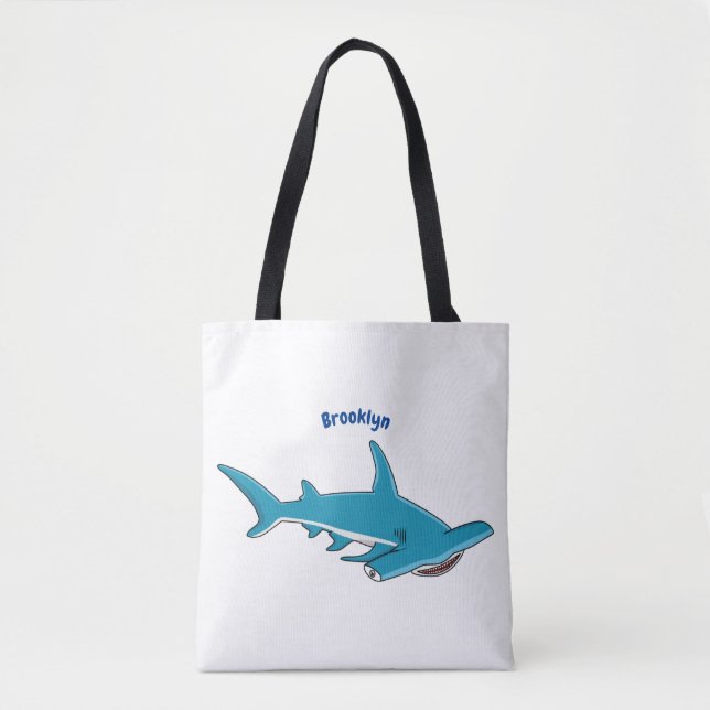 Hammerhead shark cartoon illustration  tote bag (Front)