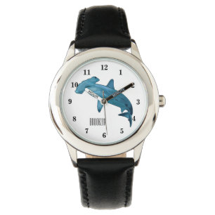 Hammerhead shark cartoon illustration watch