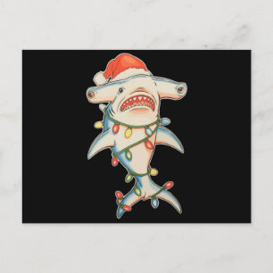 Hammerhead Shark Christmas Santa Hat Xmas Holiday Postcard