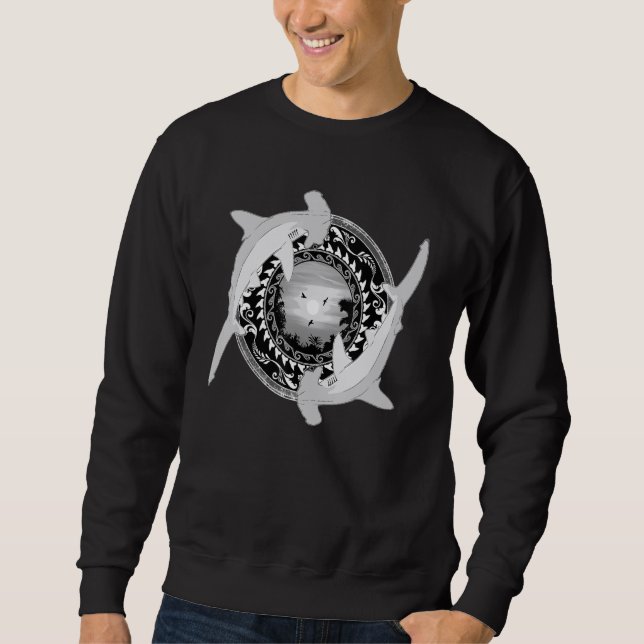 Hammerhead Shark Dive Hawaiian Style Sweatshirt (Front)