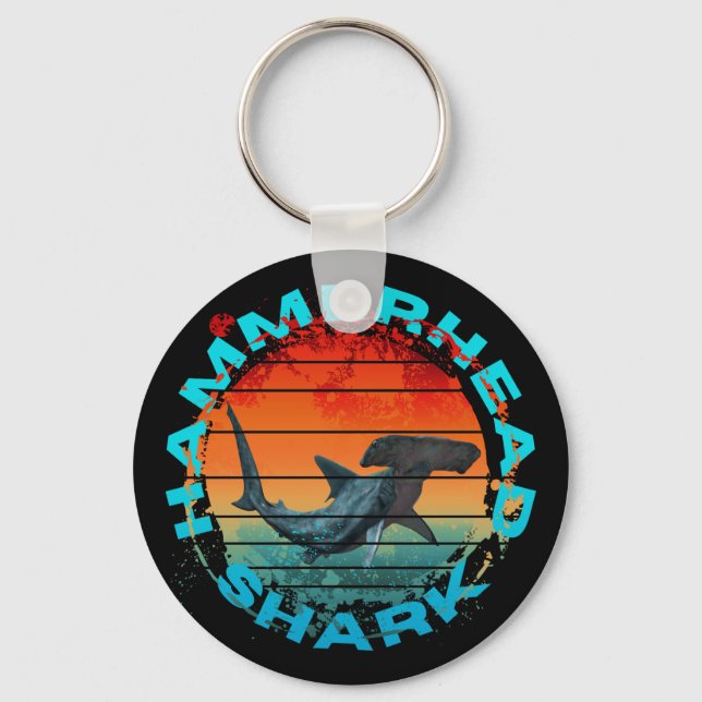 Hammerhead shark fishermen fishing lover gift  key ring (Front)