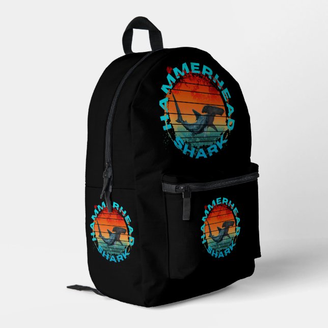 Hammerhead shark fishermen fishing lover gift  printed backpack (Back Corner Left)