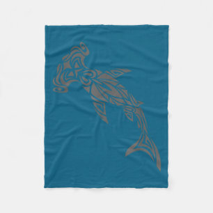 Hammerhead shark hawaiian polynesian tribal tattoo fleece blanket