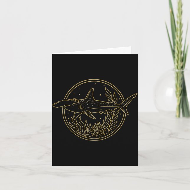 Hammerhead Shark Illustration Ocean Card (Front)