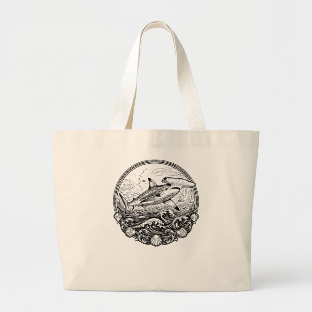 hammerhead shark large tote bag (Front)