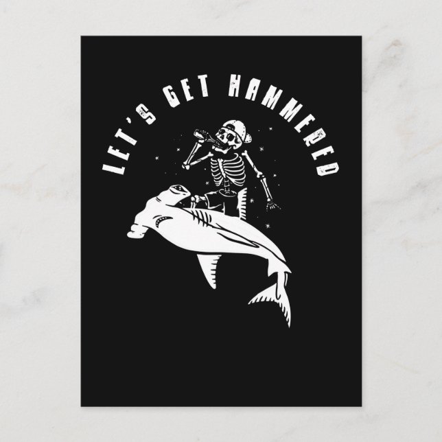 Hammerhead Shark Party Funny Beer Drinking Humour Postcard (Front)