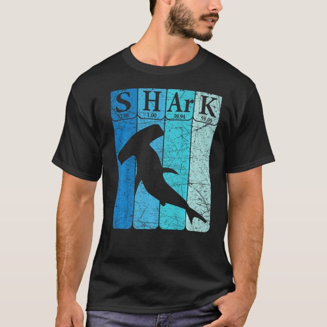 Hammerhead Shark Periodic Table Elements Retro Sha T-Shirt (Front)
