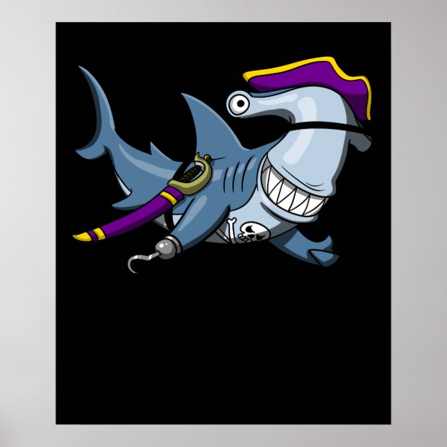 Hammerhead Shark Pirate Ocean Poster (Front)