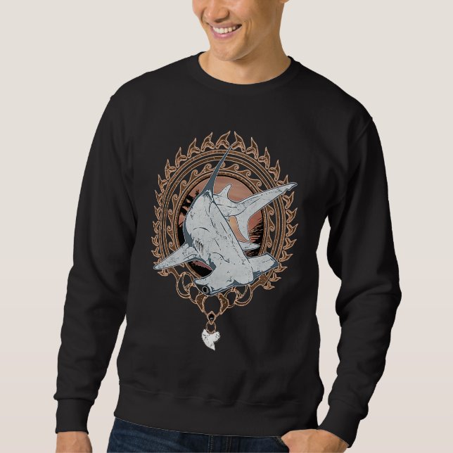 Hammerhead Shark Polynesian Tribal Sweatshirt (Front)