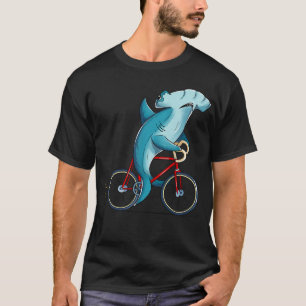 Hammerhead Shark Riding Bicycle Cute Biker gifts T-Shirt