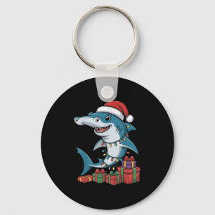 Hammerhead Shark Santa Hat Christmas Funny Marine  Key Ring