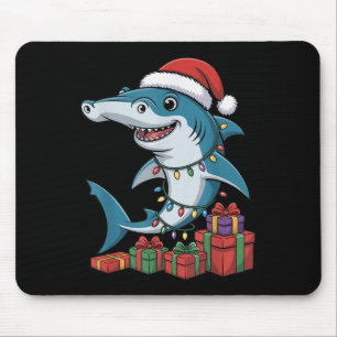 Hammerhead Shark Santa Hat Christmas Funny Marine Mouse Pad
