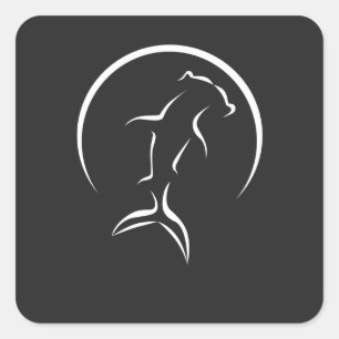 Hammerhead Shark Symbol Square Sticker