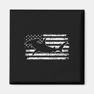 Hammerhead Shark Us Flag Independence Day Magnet