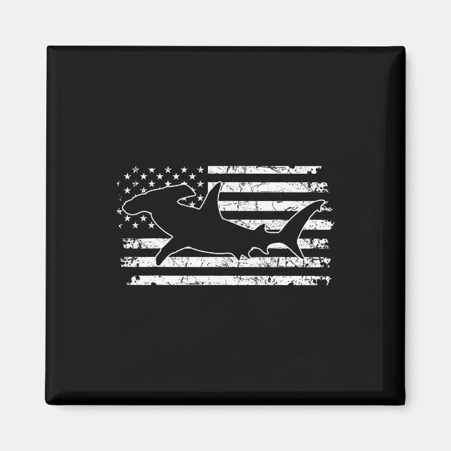 Hammerhead Shark Us Flag Independence Day  Magnet (Front)