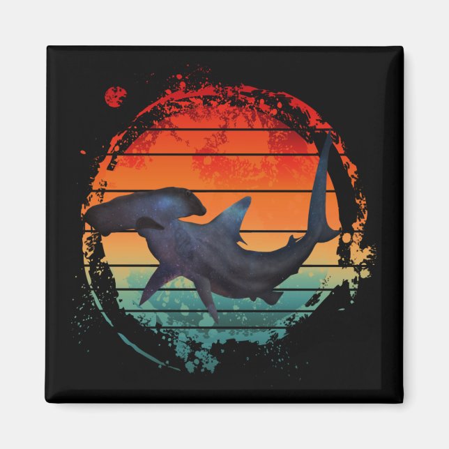 HAMMERHEAD SHARK VINTAGE SUNSET MAGNET (Front)
