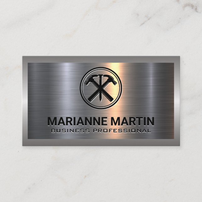 Hammers and Nail | Construction | Industrial Business Card (Front)