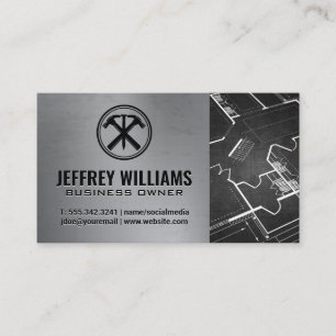 Hammers and Nail Logo   Blueprints Business Card