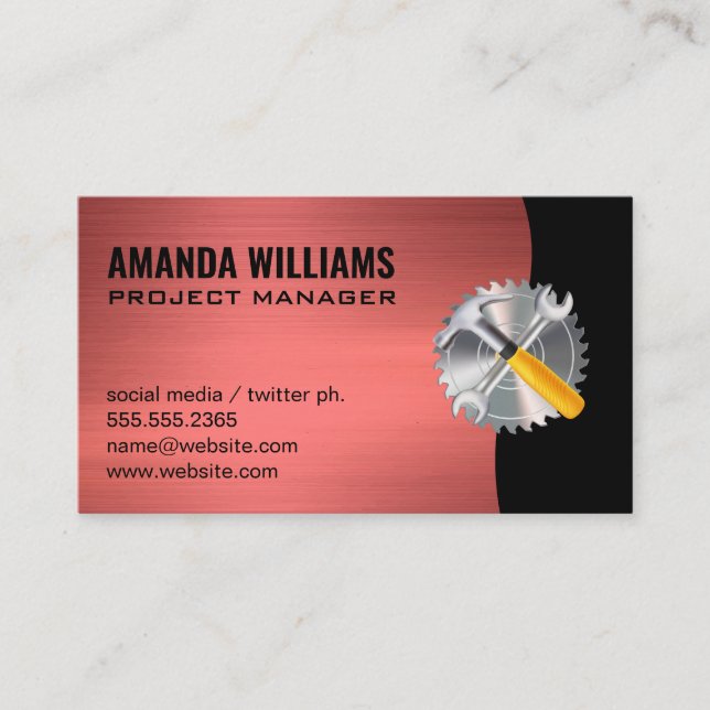 Hammers Wrench and Saw | Construction Business Card (Front)