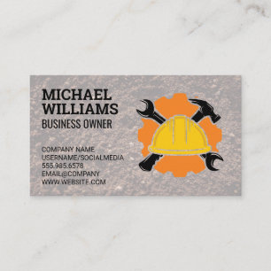 Hammers Wrench   Hard Hat Logo Business Card