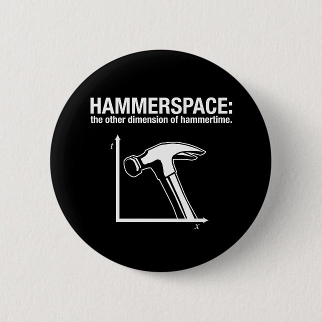 hammerspace: the other dimension of hammertime. 6 cm round badge (Front)
