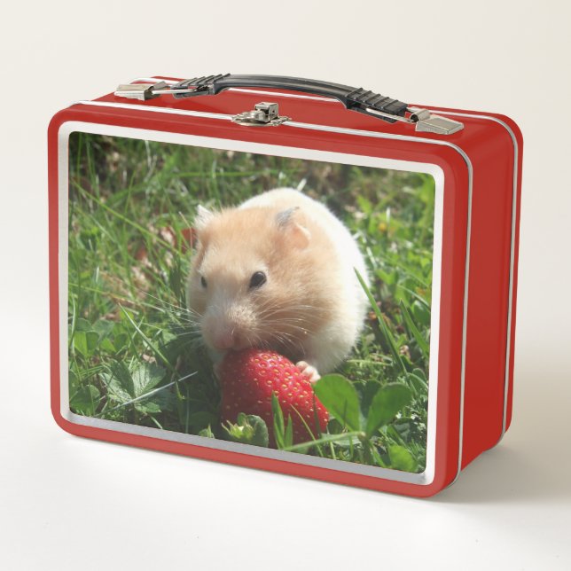 Hammie With Strawberries Metal Lunchbox (Front)