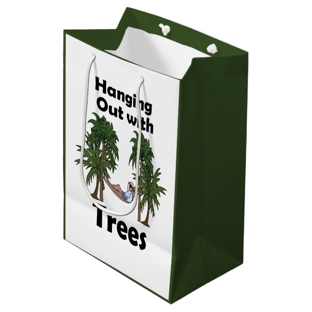 Hammock Camping Hanging Out With Trees Funny Quote Medium Gift Bag (Front Angled)