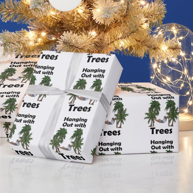 Hammock Camping Hanging Out With Trees Hammock Wrapping Paper (Holidays)