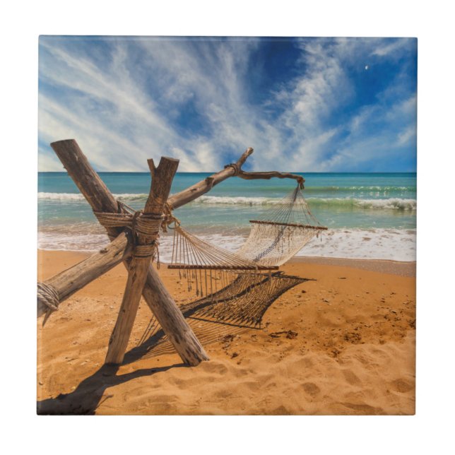 Hammock on a Tropical Beach Resort | Thailand Ceramic Tile (Front)
