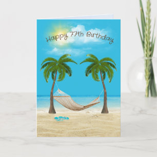 Hammock on Beach 77th Birthday Card
