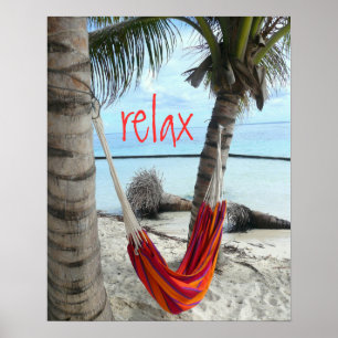 Hammock on Caribbean Beach Poster
