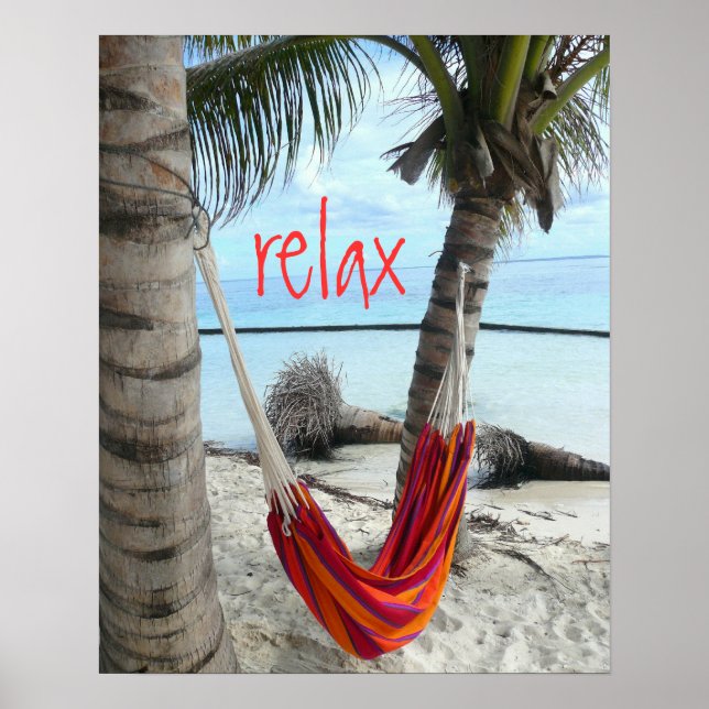 Hammock on Caribbean Beach Poster (Front)