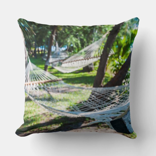 Hammock on the beach, Fiji Cushion (Front)