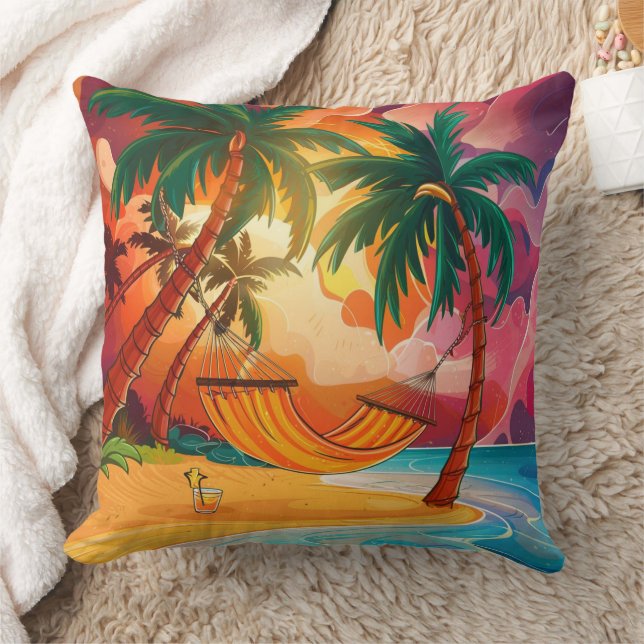 Hammock on Tropical Island Cushion (Blanket)
