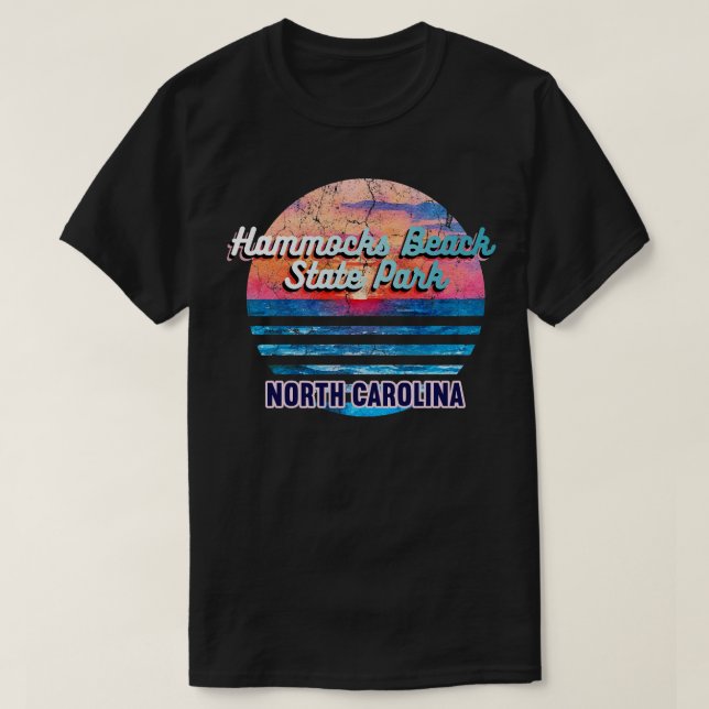 Hammocks Beach State Park North olina Retro Sunset T-Shirt (Design Front)