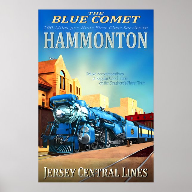 Hammonton New Jersey Central Railroad Blue Comet Poster (Front)