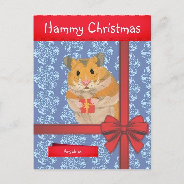 Hammy Christmas Hamster Christmas Holiday Postcard (Front)
