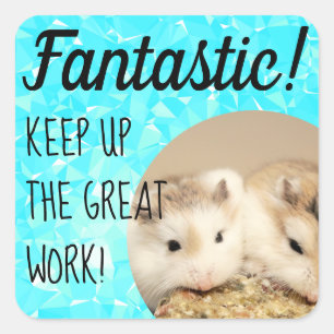HammyVille - Cute Hamster Fantastic Great Work Square Sticker