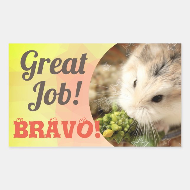 HammyVille - Cute Hamster Great Job Bravo Rectangular Sticker (Front)