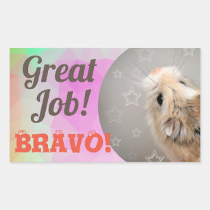 HammyVille - Cute Hamster Great Job Bravo Rectangular Sticker