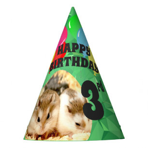 Hammyville - Cute Hamster Green Gems Party Hat