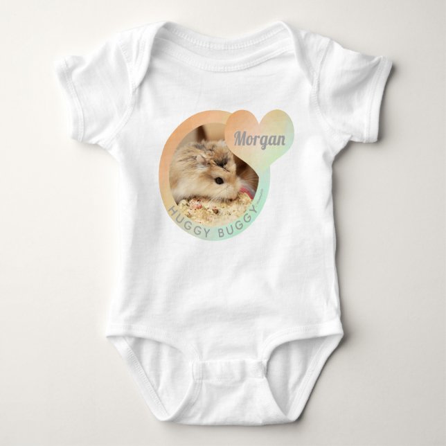 HammyVille - Cute Hamster Heart Huggy Buggy Baby Bodysuit (Front)