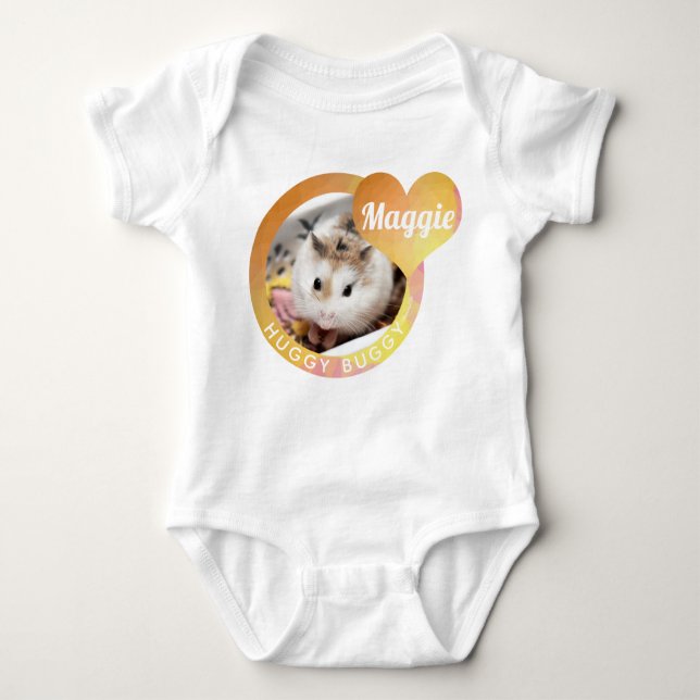 HammyVille - Cute Hamster Heart Huggy Buggy Baby Bodysuit (Front)