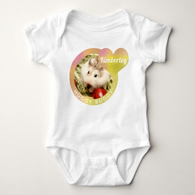HammyVille - Cute Hamster Heart Huggy Buggy Baby Bodysuit (Front)