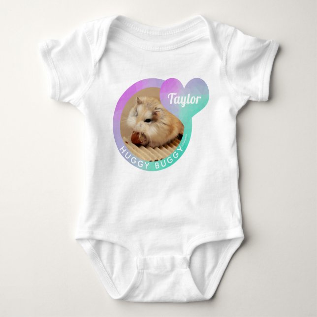 HammyVille - Cute Hamster Heart Huggy Buggy Baby Bodysuit (Front)