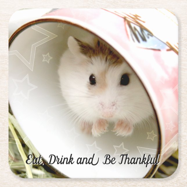 Hammyville - Cute Hamster Square Paper Coaster (Front)