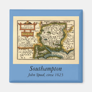 Hampshire, Southampton County England Historic Map Magnet