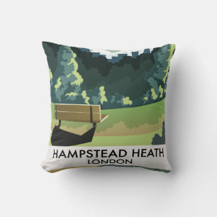 Hampstead Heath London travel poster. Giant Coffee Cushion