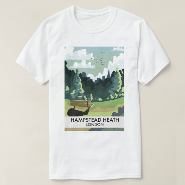 Hampstead Heath London travel poster. T-Shirt (Design Front)