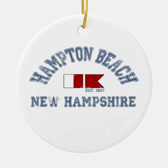 Hampton Beach - Nautical Design. Ceramic Tree Decoration (Front)